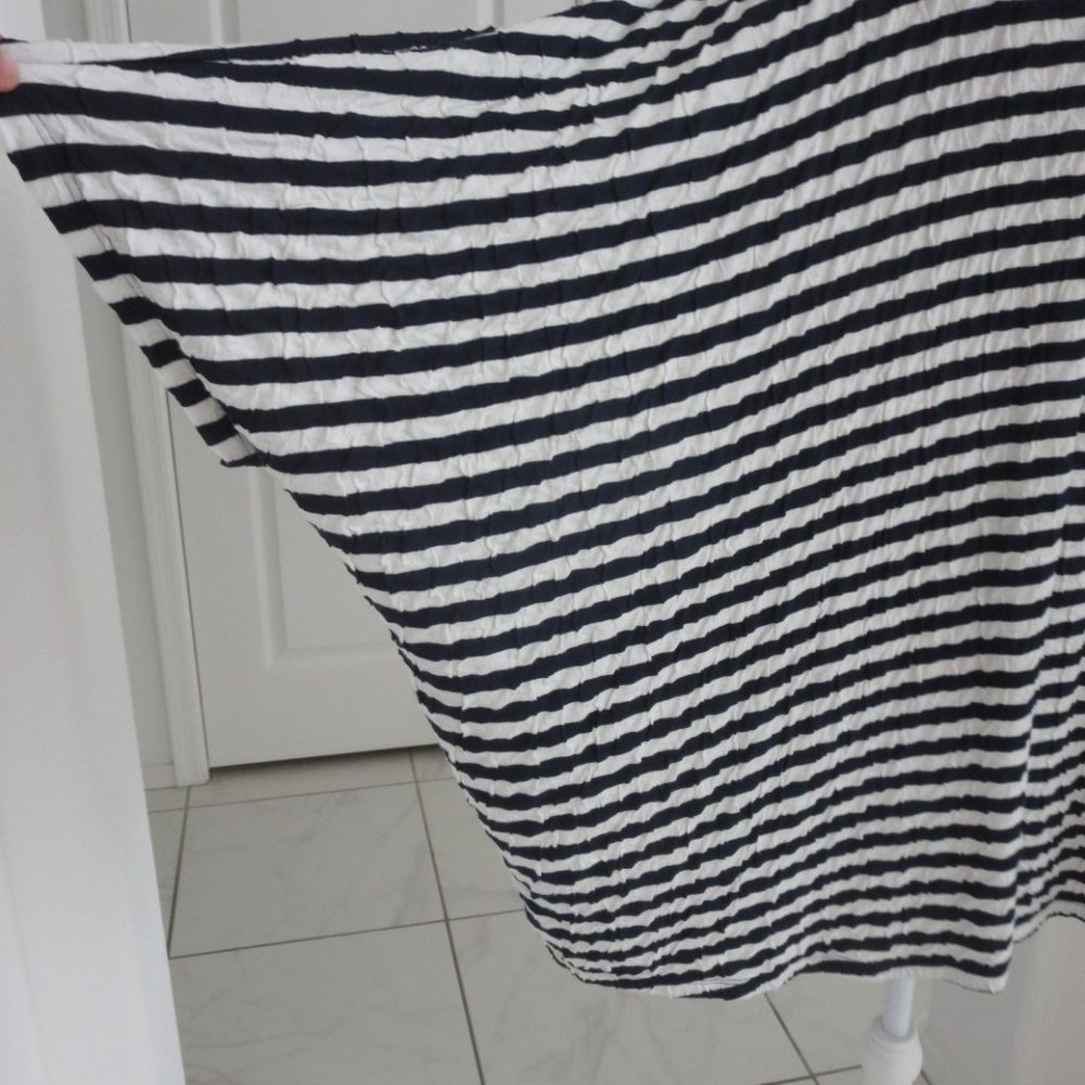 New JUDE Zip Front Hooded Striped Navy White Jacket Dolman Batwing Pockets NWT - Picture 7 of 14